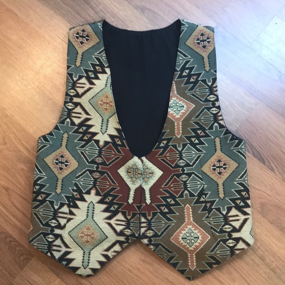 Southwest Aztec Tribal Vest reversible Unisex Sz M